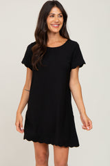 Black Scalloped Shift Dress