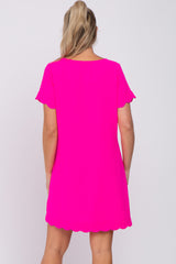 Fuchsia Scalloped Maternity Shift Dress