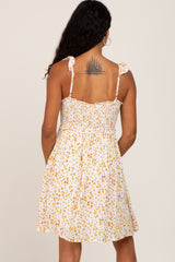 Yellow Floral Smocked Ruffle Strap Mini Dress