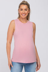 Pink Heather Basic Maternity Tank Top