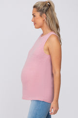 Pink Heather Basic Maternity Tank Top