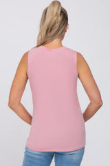 Pink Heather Basic Maternity Tank Top