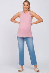 Pink Heather Basic Maternity Tank Top