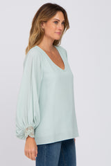 Mint Long Sleeve Crochet Lace Blouse