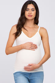 Ivory Ribbed V-Neck Maternity Tank Top