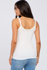 Ivory Ribbed V-Neck Maternity Tank Top