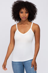 Ivory Ribbed V-Neck Maternity Tank Top