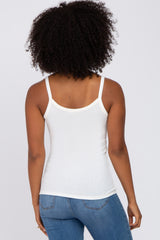 Ivory Ribbed V-Neck Tank Top