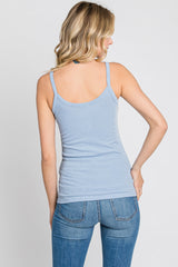 Light Blue Ribbed V-Neck Tank Top