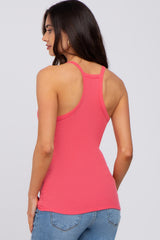 Coral Ribbed Racerback Maternity Tank Top