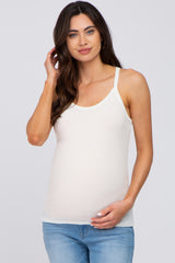 Ivory Ribbed Racerback Maternity Tank Top