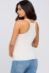 Ivory Ribbed Racerback Maternity Tank Top