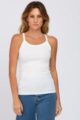 Ivory Ribbed Racerback Tank Top