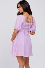 Lavender Sweetheart Neckline Maternity Mini Dress