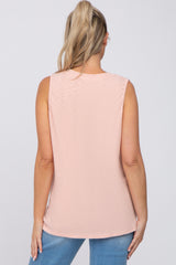 Peach Sleeveless Ribbed V-Neck Maternity Top