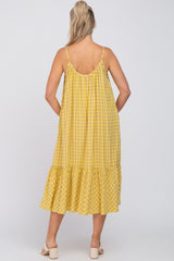 Yellow Gingham Ruffle Hem Maternity Midi Dress