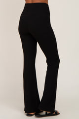 Black Ribbed Layered V-Front Leggings