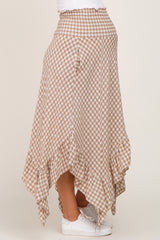 Mocha Gingham Handkerchief Maternity Skirt