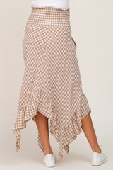 Mocha Gingham Handkerchief Maternity Skirt