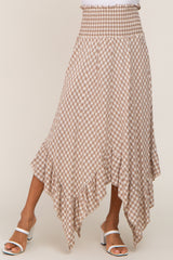 Mocha Gingham Handkerchief Skirt