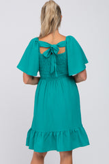 Jade Smocked Ruffle Hem Maternity Dress