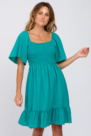 Jade Smocked Ruffle Hem Dress