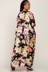 Black Floral Side Slit Cover-Up