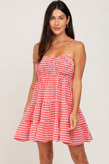 Red Gingham Tiered Dress