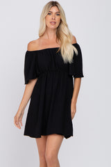 Black Off Shoulder Short Sleeve Dress