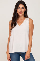 Cream Lace V-Neck Tank Top