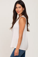 Cream Lace V-Neck Tank Top