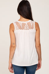 Cream Lace V-Neck Tank Top