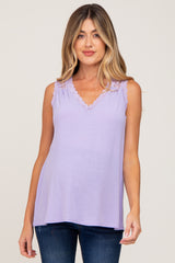 Lavender Lace V-Neck Maternity Tank Top