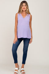 Lavender Lace V-Neck Maternity Tank Top