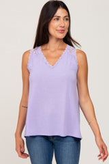 Lavender Lace V-Neck Maternity Tank Top