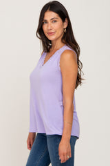 Lavender Lace V-Neck Tank Top