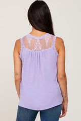 Lavender Lace V-Neck Tank Top