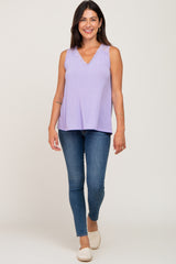 Lavender Lace V-Neck Tank Top