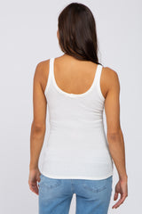 White Ribbed Basic Maternity Tank Top