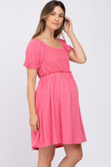 Pink Smocked Maternity Dress