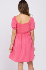 Pink Smocked Maternity Dress