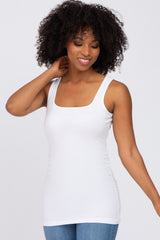 White Ruched Maternity Tank Top