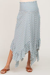 Blue Gingham Handkerchief Maternity Skirt