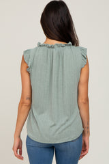 Light Olive Ruffle Mock Neck Top