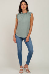 Light Olive Ruffle Mock Neck Top