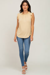 Yellow Ruffle Mock Neck Top