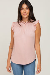 Light Pink Ruffle Mock Neck Top