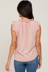 Light Pink Ruffle Mock Neck Top