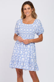 Blue Floral Smocked Dress