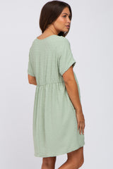 Light Green Swiss Dot V-Neck Maternity Dress